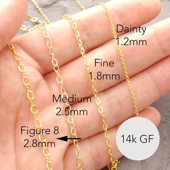 14" Figure 8 Necklace, chain necklace, thick chain, gold choker (z 415-1g8-sp) - Picture 3 of 6
